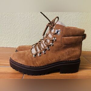 Marc Fisher LTD Nairy Brown Suede w/ Shearling Tongue Hiking Boots Size: 8.5M